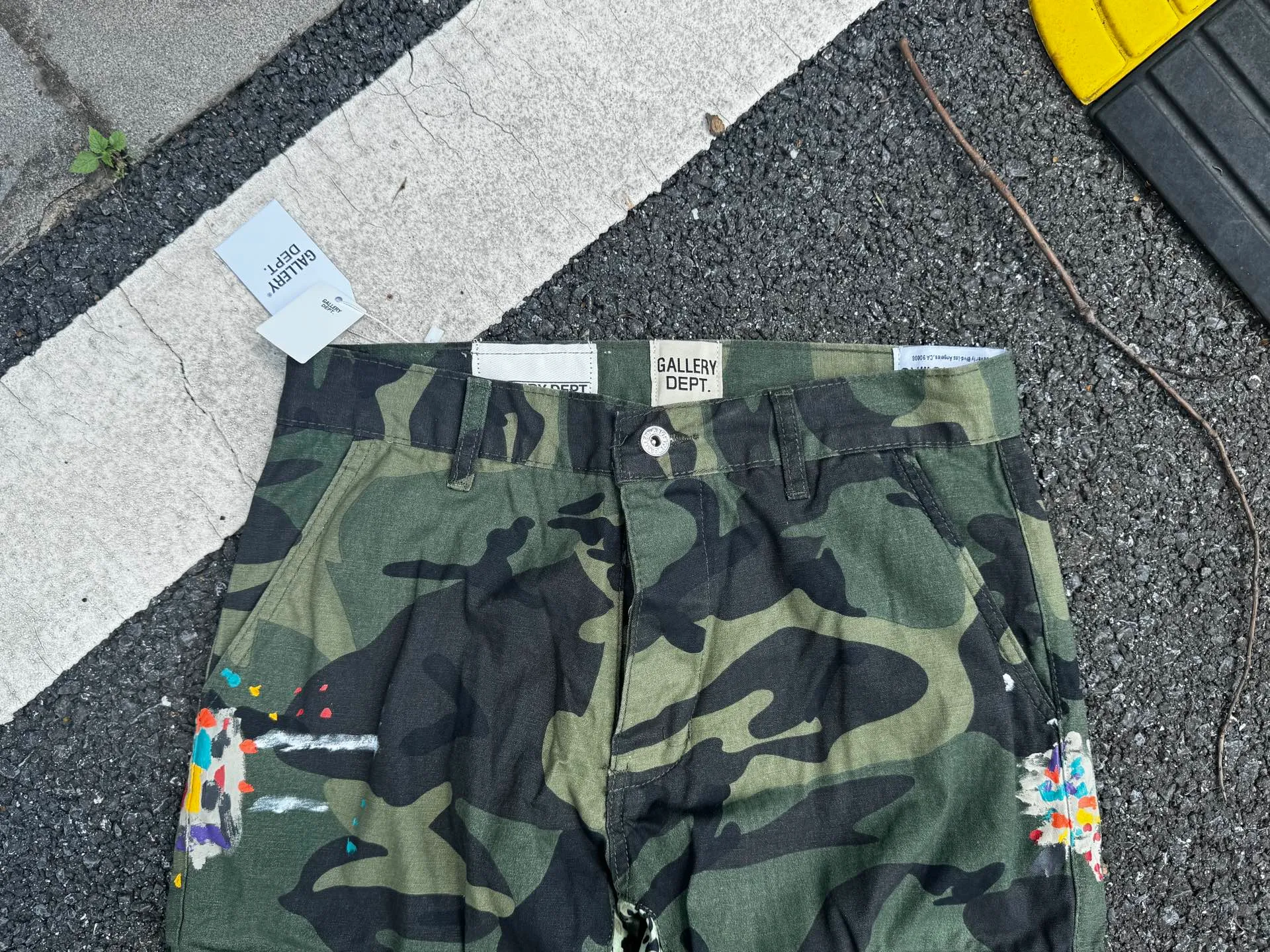 P250💰GA1 top version GALLERY DEPT. Camouflage splicing jeans micro-flared overalls Size: 28 30 32 34 36 (corresponding to S M L XL XXL)